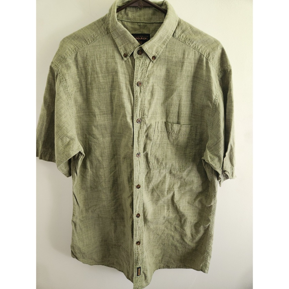 Woolrich Mens Green Shirt Short Sleeve Casual Button Down Size Large